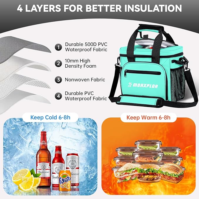 MORXPLOR Golf Cart Cooler with Magnetic Lid 12-Can Insulated Soft Cooler Bag Collapsible for Golf Cart,Golf Accessories,Lunch Camping Cooler Insulated Lunch Bag with Adjustable Shoulder Strap