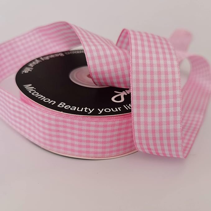 Pink and White Gingham Ribbon - Image 7