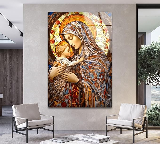 My Photostation.com 24Wx30H'' Jesus and Virgin Mary Glass Wall Art Tempered - Image 2