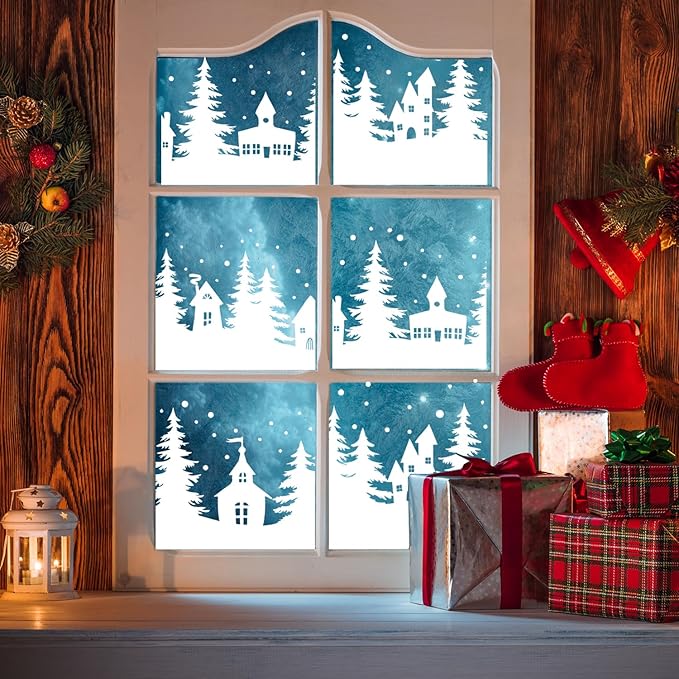 Christmas Stencils for Window Glass Large Christmas Village Stencil for Wood - Image 5