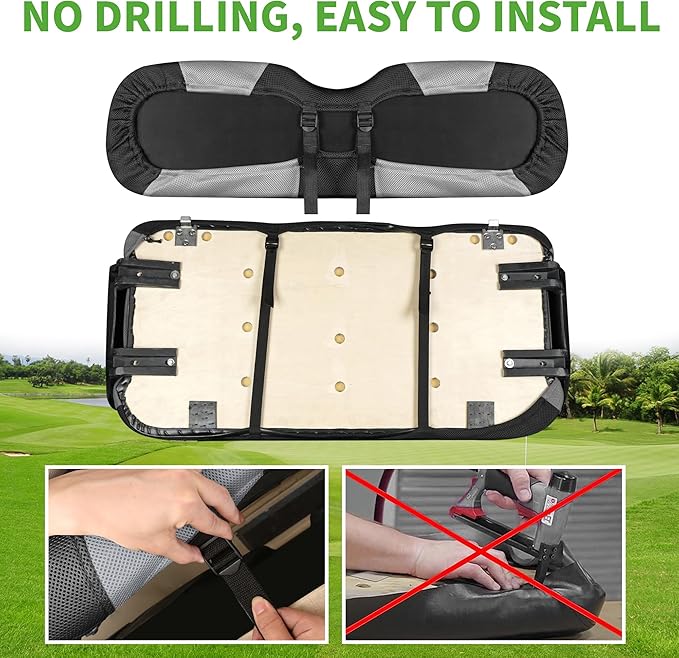 10L0L Universal Golf Cart Seat Covers Dress UP Older Golf Cart Durable Breathable Material Fit Like a Glove for EZGO TXT RXV Club Car DS, Easy to Install