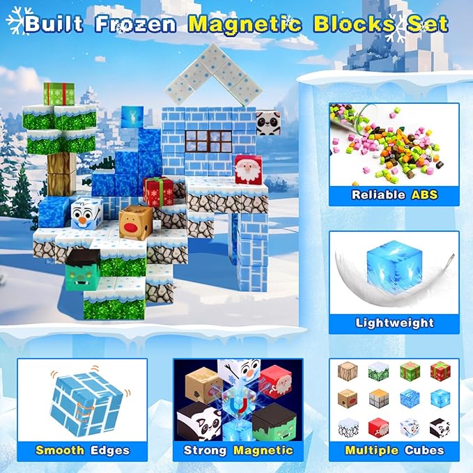 Aleath 100PCS Magnetic Building Blocks-for Kids, Chirstmas Build Magnet World - Image 3