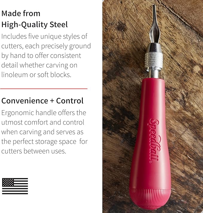 Speedball Linoleum Cutter Kit, 2-Handle Tool Set, Includes 6 Professional - Image 2
