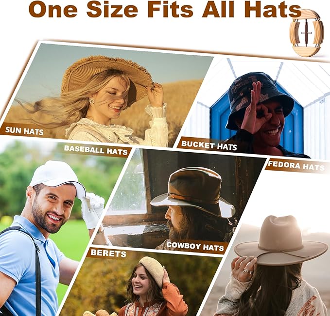 4 Way Hat Stretcher, Hat Stretcher for Fitted Hats, Heavy Duty Hats Shaper Extender w. Lever Wrench for Men All Kind of Caps