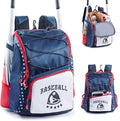 Baseball Bag for Youth & Adult with 4 Bat Sleeves - Softball Bat Bag with Shoe Compartment - Baseball Backpack for T-Ball, Softball Equipment, Baseball Gear, Baseball Bags for Boys 8-12