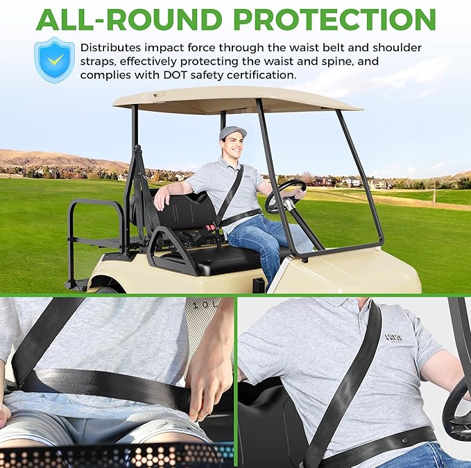 10L0L 4 Passenger (2+2) Golf Cart Seat Belt Kit for EZGO, Yamaha, Club Car, Fits Front Rear Seat, with Bracket