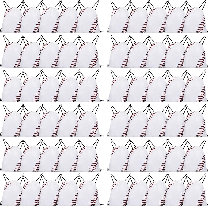 Frienda Baseball Drawstring Backpack Bag Baseball Drawstring Party Favor Bags for Gym Sports Teams(60 Pieces)