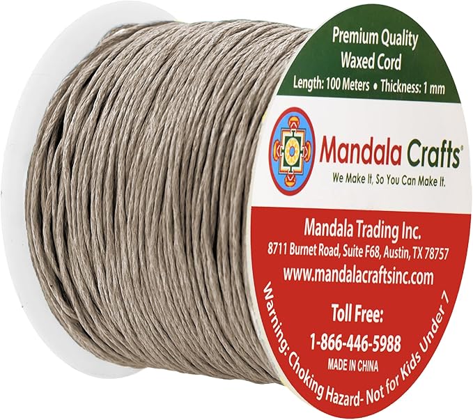 Mandala Crafts 1mm 109 Yards Taupe Cotton Waxed Cord - Image 2
