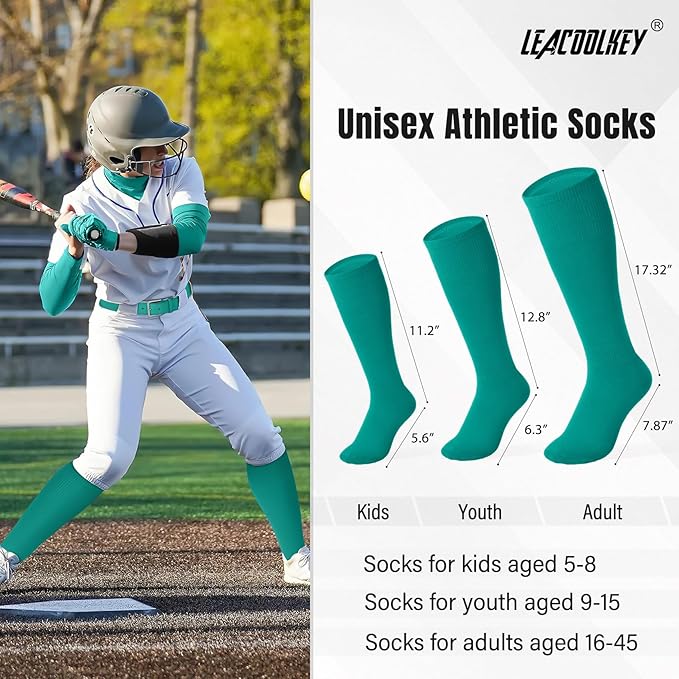 LEACOOLKEY Baseball Belt and Socks Combo Set Adjustable Softball Socks and Elastic Belt for Youth and Adult