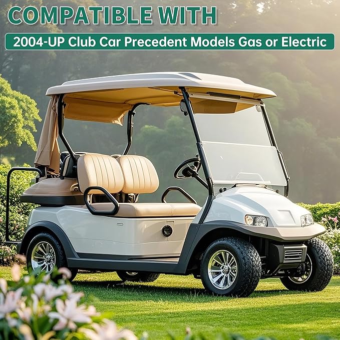 ECOTRIC Golf Cart Tinted Foldable Windshield Compatible with 2004-UP Club Car Precedent,Tempo,Onward Gas or Electric Models Golf Cart Folding Down Impact Resistance HD View Front Windshield
