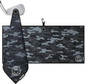 Ghost Golf Magnetic Towel (Caddie) - Premium Ultra-Absorbent Microfiber Golf Towel with Magnet for Golf Carts or Clubs - 18" x 40" Golfing Gear - Waffle Weave Pattern (Black Camo)