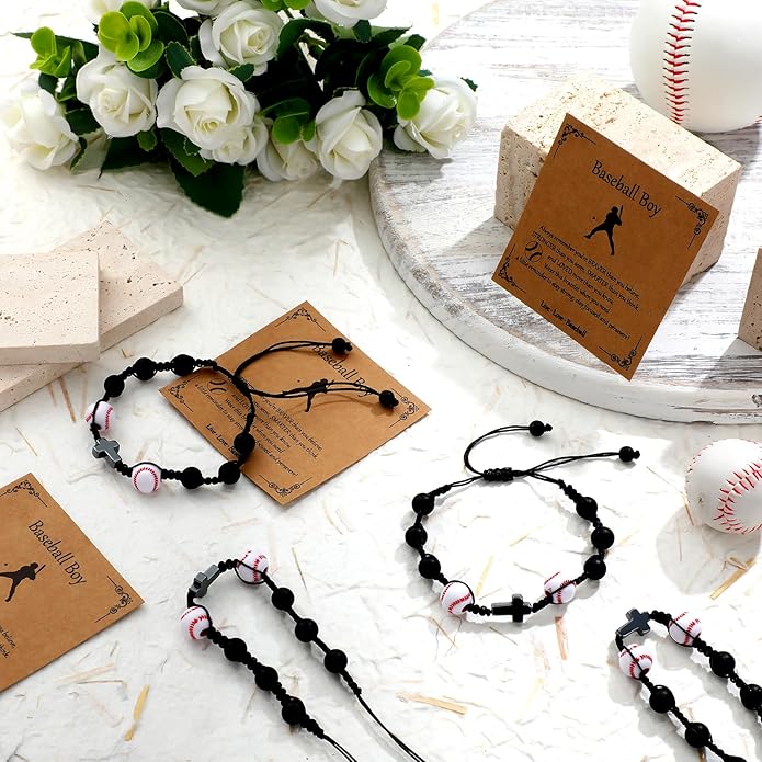 12 Set Sport Adjustable Beaded Bracelets Gifts Football Softball Soccer Volleyball Golf Basketball Hockey Bracelets for Women Men Adjustable Beaded Accessories