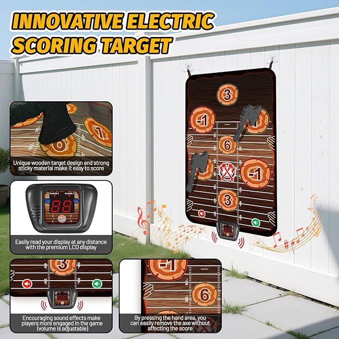 Axe Throwing Target Game Set, Electronic Scoring Throwing Game Toys Gifts - Image 4