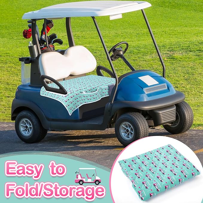2 Pack Golf Cart Seat Covers Funny Seat Towel Blanket with 2 Large Front Pockets & Non Slip Backing Universal Fit for 2 Person Golf Cart 52" x 30"