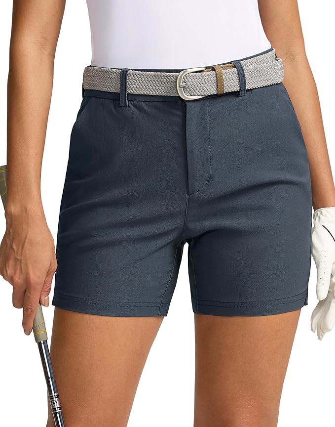 SANTINY Women's 5" Golf Shorts with Pockets Quick Dry Stretch Work Outdoor Hiking Shorts for Women Casual Summer