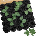 AmyHomie Artificial Flowers Black Rose 25pcs Real Looking Fake Roses w/Stem by AmyHomie