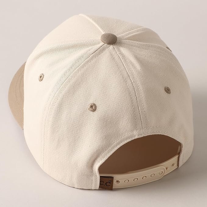 MIRMARU Two-Tone Vintage Canvas Trucker Hats for Men & Women, Adjustable Size Baseball Caps with Trendy Embroidered Design