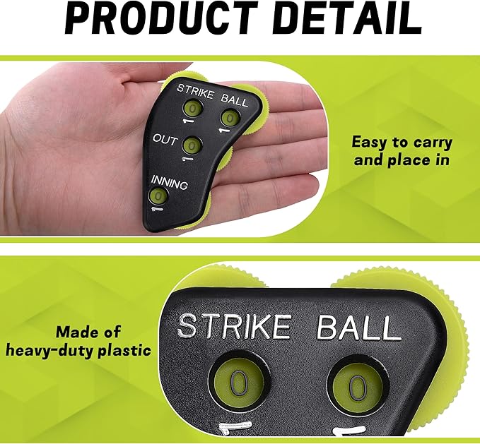 Watayo Wheel Baseball Umpire Clicker, Umpire Indicator Gear, Practical Baseball Counter Clicker for Scorekeeper Recording Outs & Innings Balls