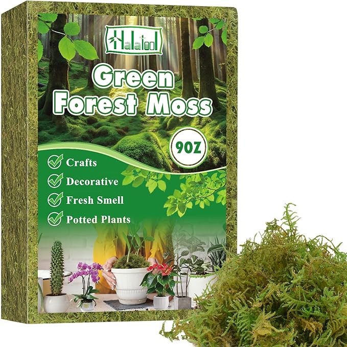 Halatool 9OZ Green Moss for Potted Plants, 12QT Orchid Moss Potting Mix by HALATOOL