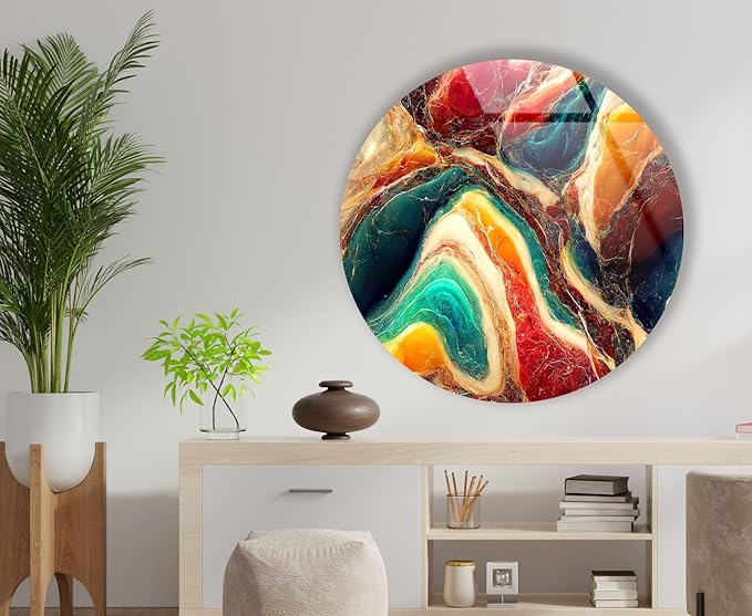 My Photostation.com 27.5'' Diameter Colorful Marble Swirl Round Wall Art - Image 3