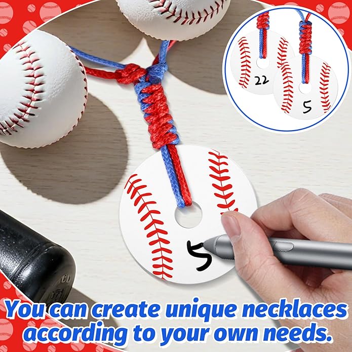 Baseball Pendant Necklace, Adjustable Baseball Game Day Drip Necklace for Men Women Fan Lovers Coach Team