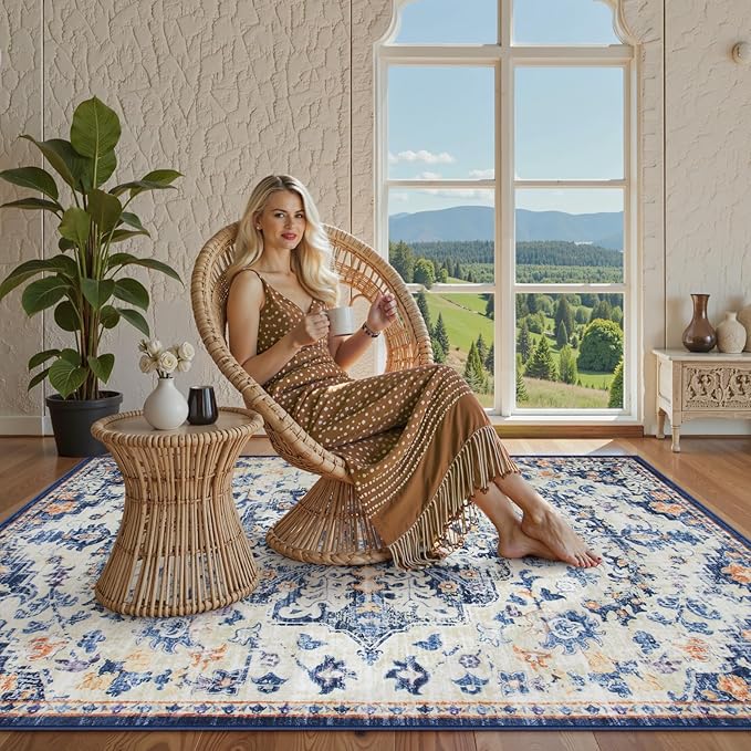 Lahome Bohemian Floral Medallion Area Rug - Image 3