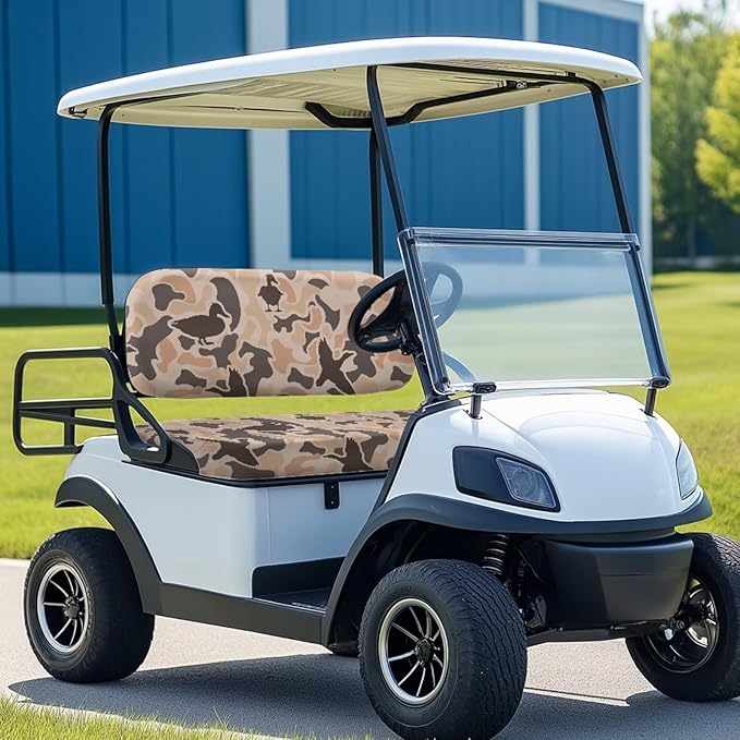 Bulopur Duck Hunting Camo Golf Cart Seat Covers Set 2 Piece Universal Golf Cart Seat Cover 2 Passenger Seats Protective Cover Elastic Fabric- Keeps Your Seat Cool and Clean