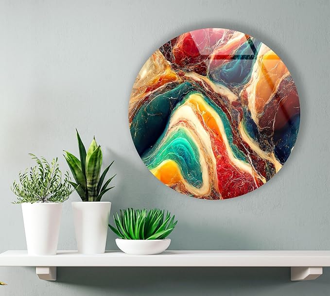 My Photostation.com 31.5'' Diameter Colorful Marble Swirl Round Wall Art - Image 8