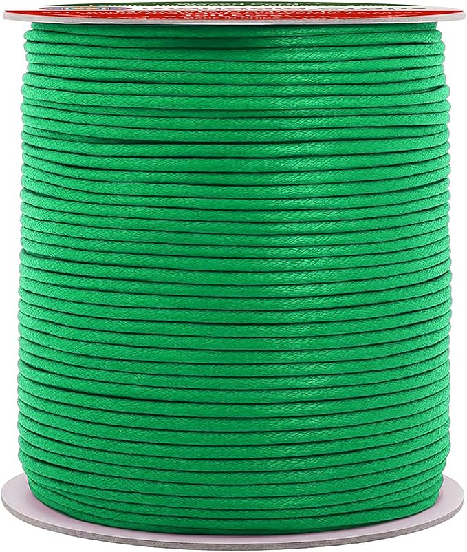 Mandala Crafts 2mm 109 Yards Kelly Green Cotton Waxed Cord by MandalaCrafts