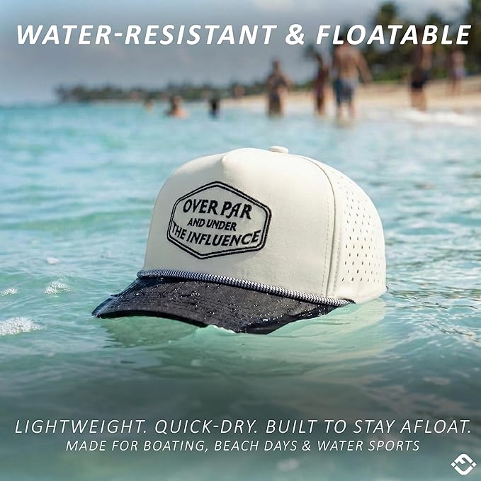 Funky Junque Performance Waterproof Golf Rope Hat – Cool Breathable Workout 5 Panel Snapback Cap for Men