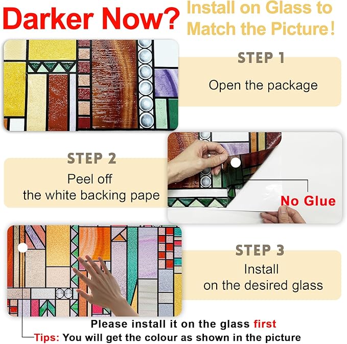 3D Stained Glass Window Privacy Film, Heat Control UV Blocking Static Cling - Image 4