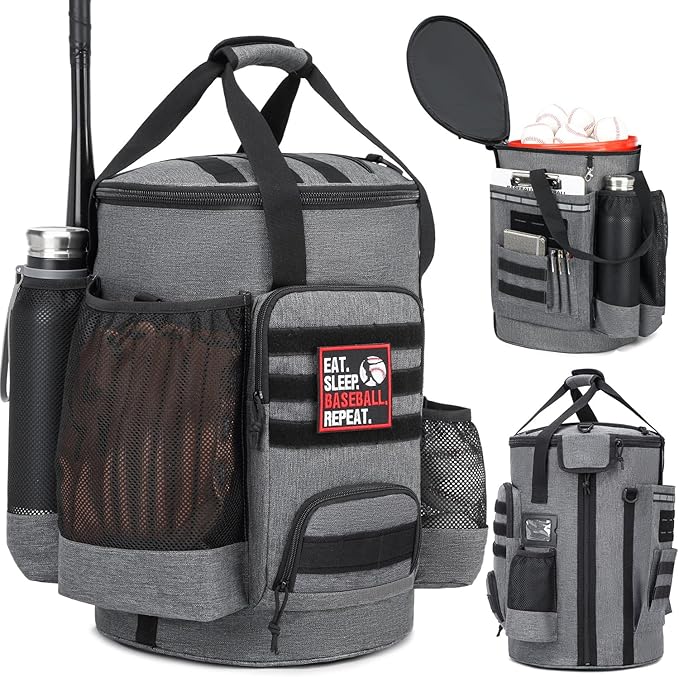 Baseball Bucket Bag Baseball Coaching Accessories Organizer Softball Bucket Bag with Anti-Slip Bottom & Multiple Pockets for Bat, Gloves, Scoreboards