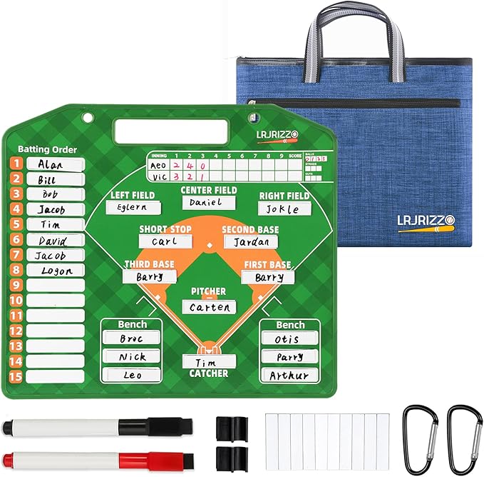 Magnetic Baseball Lineup Board，Baseballs Lineup Cards Baseball Lineup Board for Dugout Baseballs Clipboard for Coaches Softball Coach Must Haves Marker Boards Baseball Coaching Accessories（Green）