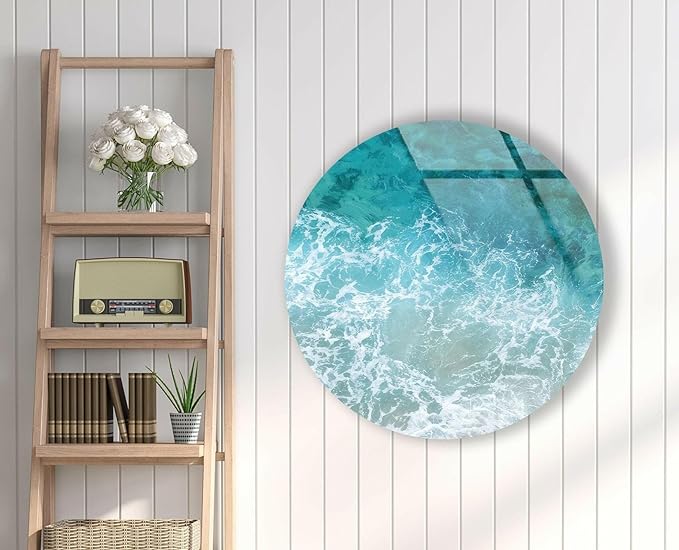 My Photostation.com 10'' Diameter Sea Waves Round Glass Wall Art Tempered Glass - Image 6