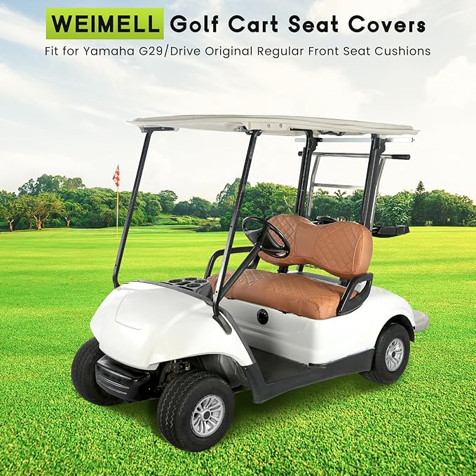 Golf Cart Seat Covers Fit Yamaha Drive G29 2007-2016 Vinyl Leather Front Seat Cover for OEM Ordinary Cushions No Nail Gun Easy to Install & Clean Vinyl Leather Seat Cushion Covers Brown