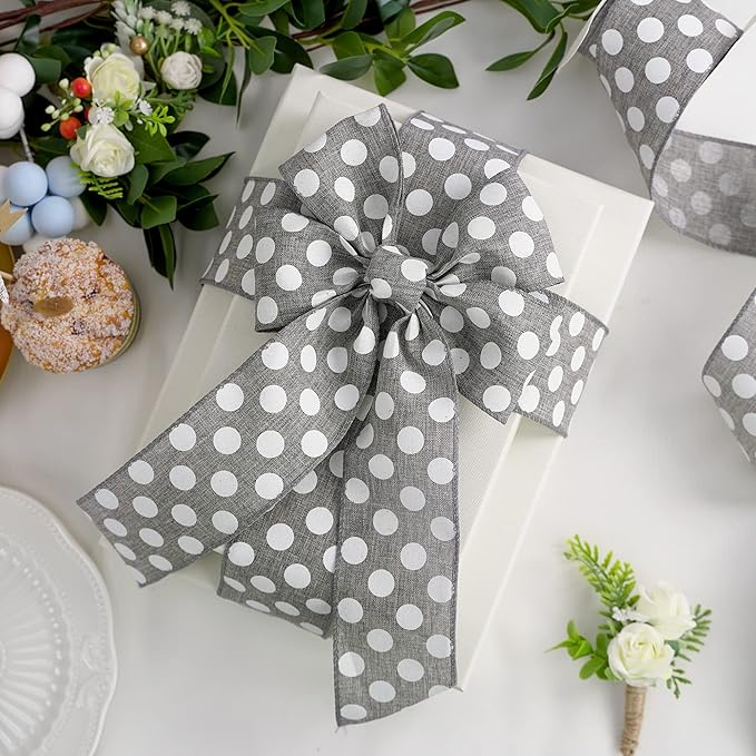 MEEDEE Polka Dots Burlap Ribbon - Image 4