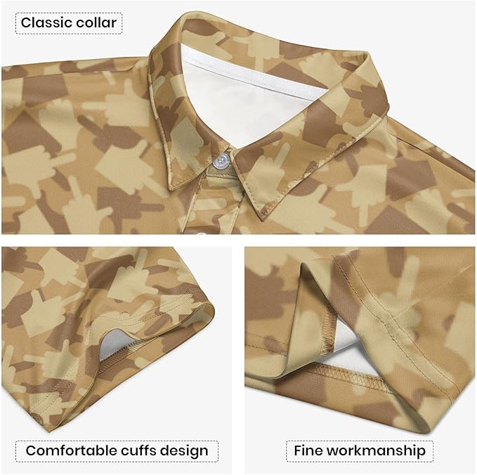 Golf Polo Shirts for Men Funny Print Short Sleeve Golf Shirts Performance Golf Polos