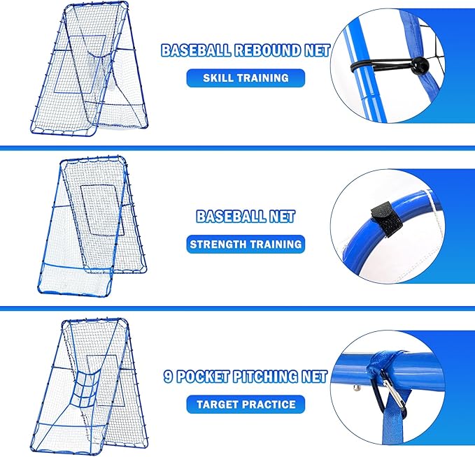Volleyball Baseball Rebounder Net, Softball Rebounder Pitchback Net Quick Adjustments, Quick Adjustments Lacrosse Bounce Back Practice Equipment, Ideal for Outdoor Indoor and Backyard Training