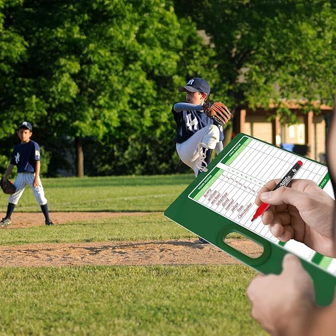Baseball Dry Erase Lineup Board 15x10.5 Double Sided Coaching Whiteboard with 2 Markers Softball and Baseball Scorekeeping Accessories