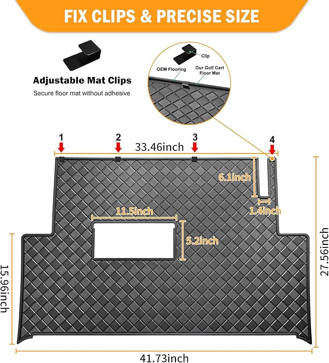 8mm Heavy Duty Rubber Golf Cart Floor Mat,Upgraded Full Coverage Liner Mat for Club Car Precedent 2004-2025,Onward&Tempo 2017-2025,Villager & V4L 2019-2025,Non-Slip Textured,Black Trim