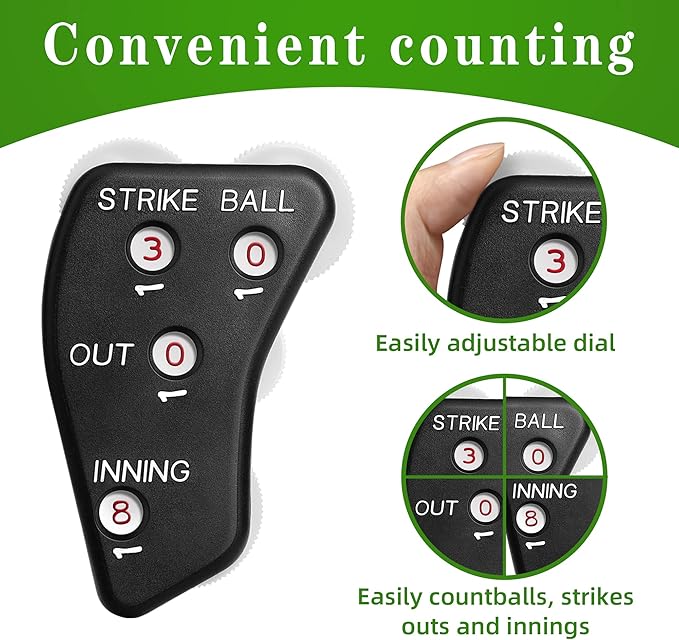Watayo Wheel Baseball Umpire Clicker, Umpire Indicator Gear, Practical Baseball Counter Clicker for Scorekeeper Recording Outs & Innings Balls