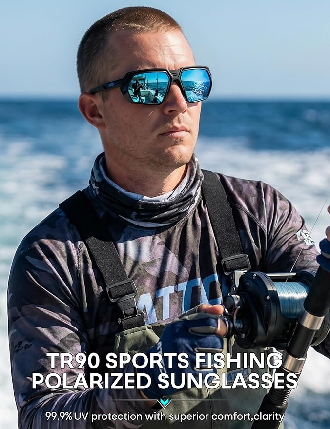 ATTCL Sports Polarized Sunglasses for Men: Womens UV400 Protection, Lightweight Wrap Around TR90 Frame for Fishing Golf