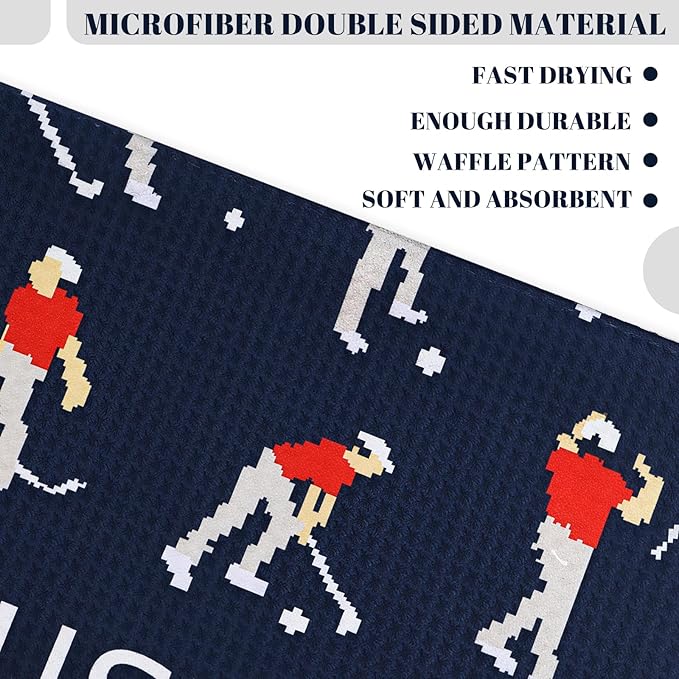 Microfiber Golf Towels (16" X 24") with Carabiner Clip, Waffle Pattern Golf Towel Hook and Loop Fastener, Golf Club Towel, Premium Golf Accessories, Gift for Men, Golfers, Dad (Navy Blue)