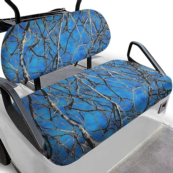 Bulopur Hunting Camo Golf Cart Seat Covers Club Car Precedent Breathable Universal Golf Cart Seat Cover Towel Blanket for EZGO TXT RXV Blue Golfcart Cushion Protectors 2 Pack