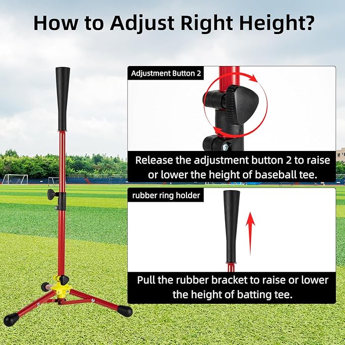 Kids Baseball Tee, 20.87 to 31.29 Inches Batting Tees for Baseball with Carry Bag, Portable Stable Baseball Tees for Hitting, Tripod Tanner Tee for Baseball Practice Stand Aged 3-8 Years