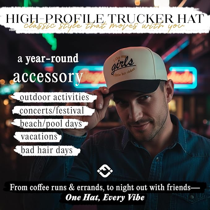 Funky Junque Trucker Hat Women Men 2-Tone Baseball Cap – Vintage Western Style Embroidered Snapback, Premium Cotton Blend