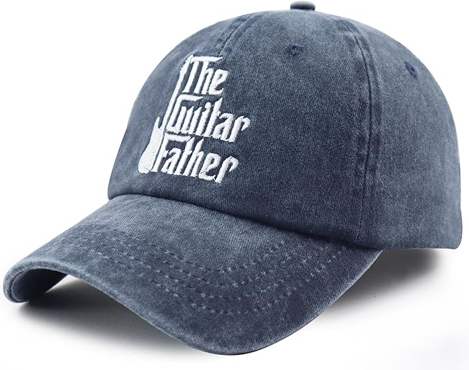 The Guitar Father Hat for Men, Vintage Cotton Embroidered Guitar Decor Dad Baseball Cap