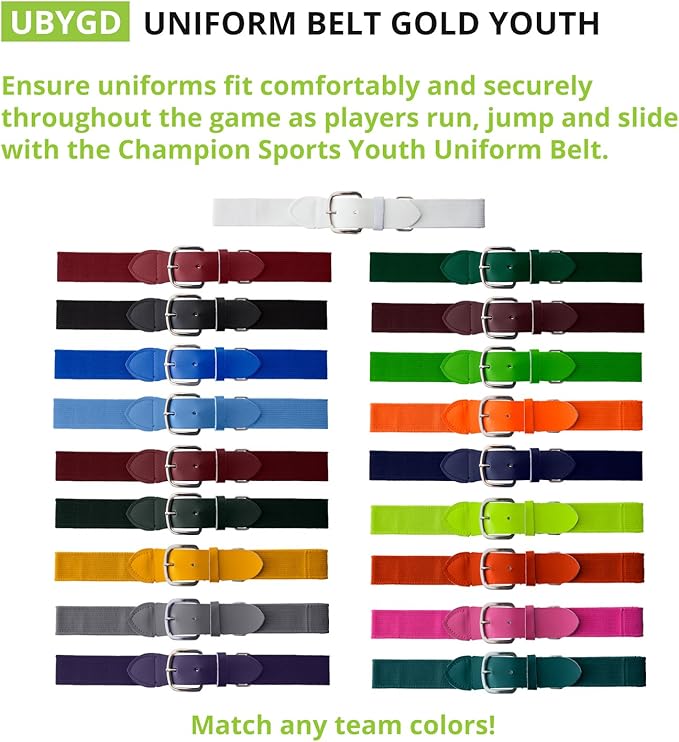Champion Sports Baseball & Softball Belt – Stretch Fit Uniform Belt for Youth & Adult Players, Multiple Colors