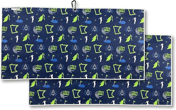 Pin Hunters Minnesota Basketball Fan Microfiber Golf Towel | Premium Waffle Towel with Clip | Large 31"×15.5" Towel for Golf Bags | Accessories for Men | Fun Gift for Husband | Custom Sports Design