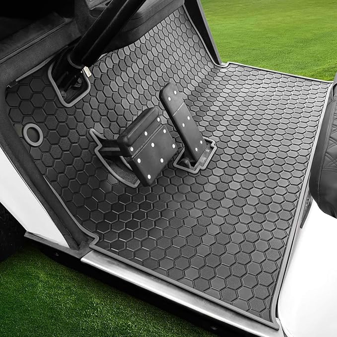 EZGO TXT Golf Cart Floor Mat, Upgraded Full Coverage Liner Mat Replacement Install Easily Thick Rubber Anti-Slip, Fit EZGO TXT (1994+), EX1 (2020), Valor, Cushman Workhorse&Express S4